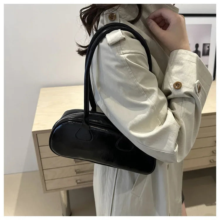 Advanced Sense Retro Pu Zipper Ladies Shoulder Bags Light Luxury Bags for Women