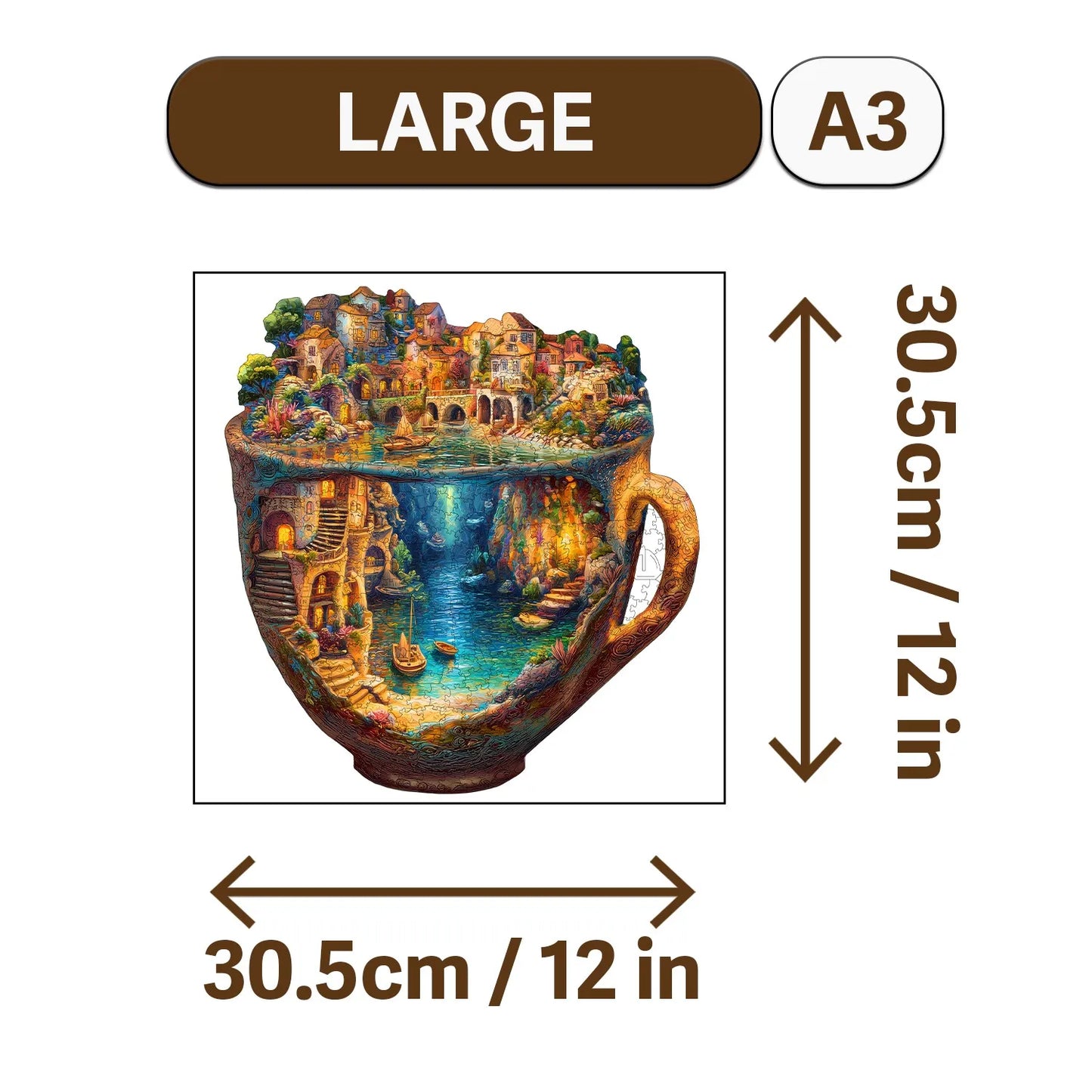 World in Cup Wooden Jigsaw Puzzle Wood Home Decor Painting Christmas and Halloween Gift Toy for Teen and Kid