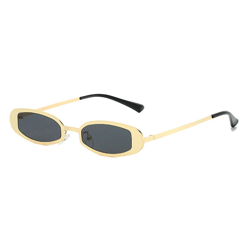 JNPCXI New Retro Small Oval Metal Women Sunglasses Shades UV400 Retro Punk Men Clear Lens Frame