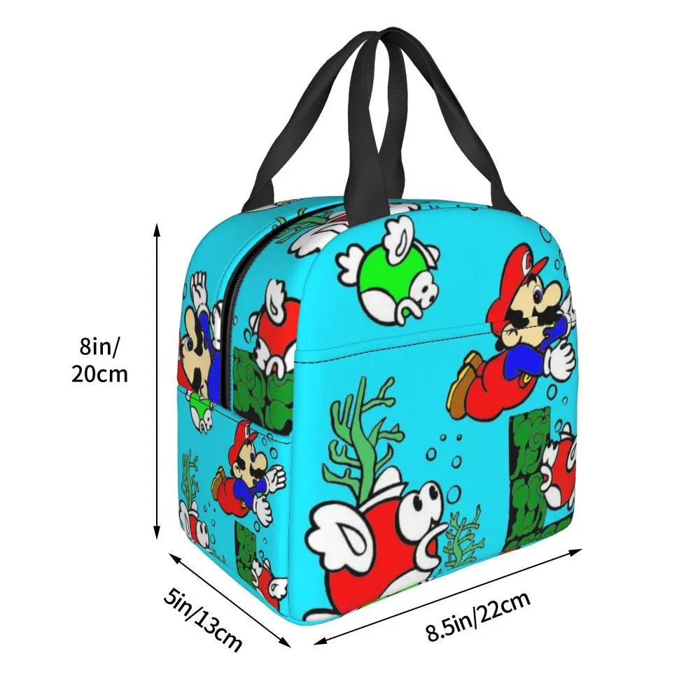 Custom MarioSuper Bros Insulated Lunch Bag Reusable Thermal Cooler Lunch Box M24