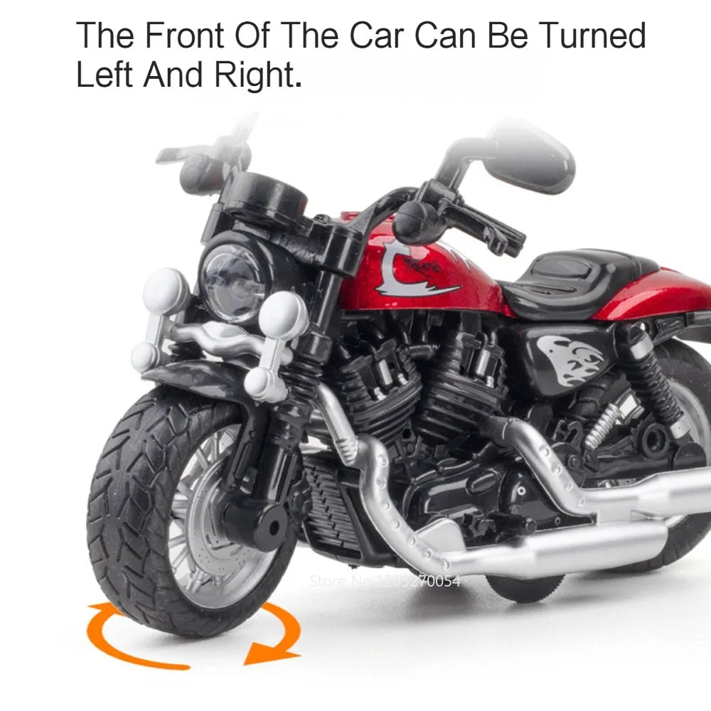 1/12 Kawasaki NIJIA ZX-6R Motorcycle Car Model Toy Alloy Diecast Q-version Front Turning Rubber Tires Sound Light Gifts for Kids
