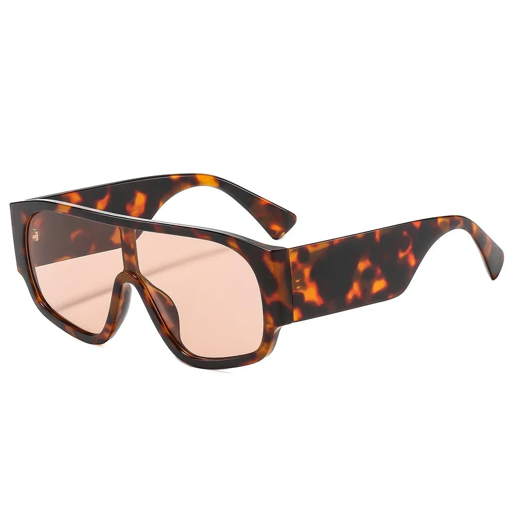 JNPCXI Retro Oversized Pilot Women Sunglasses Fashion One Piece Leopard Shades UV400 Men Punk Wide Legs Sun Glasses