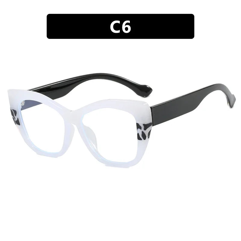 JNPCXI New Fashion Double Color Cat Eye Women Glasses Frame Clear Anti Blue Light Optical Leopard Eyewear