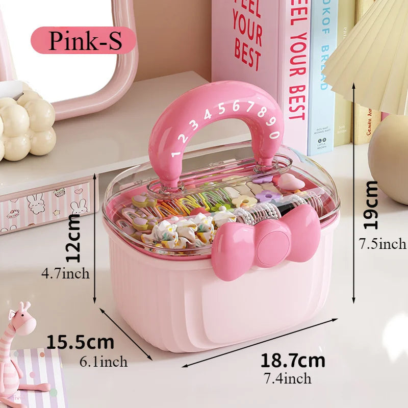Hair Accessories Storage Box, Portable Makeup Organizer for Hair Clips, Hair Ties, Earrings, Bracelets, Necklaces