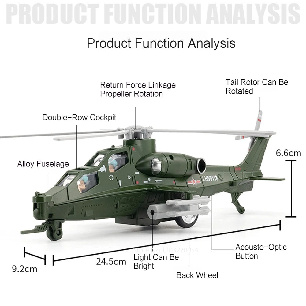 25CM CAIC Z-10 Airplane Toys Models Alloy Diecast Fighter Metal Body Sound Light Pull Back Aircraft Collected Birthday for Gifts