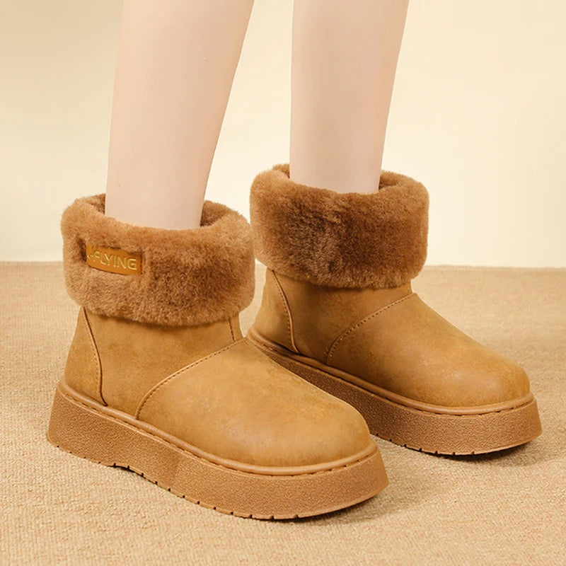 Fashion Fluffy Platform Snow Boots for Women Non Slip Thick Sole Faux Fur Winter Boots Woman Comfortable Short Plush Ankle Botas