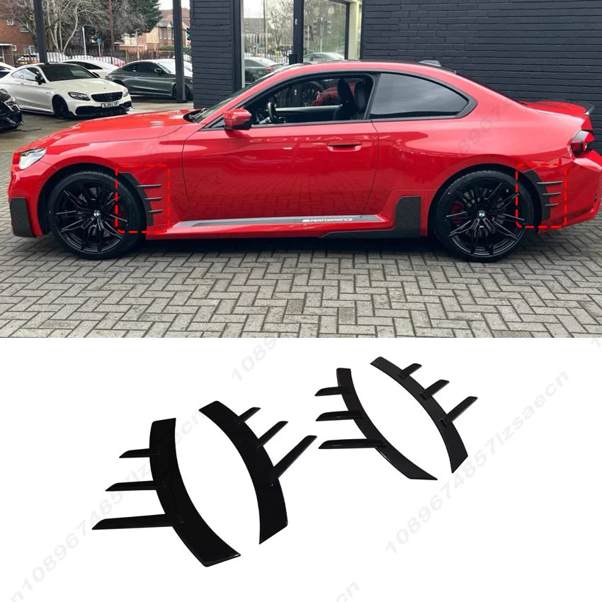 For BMW 2 Series M2 G87 2023-2025 Car Bumper Side Spoiler Diffuser Cover Side Fender Splitter Tuning Body Kits Gloss Black