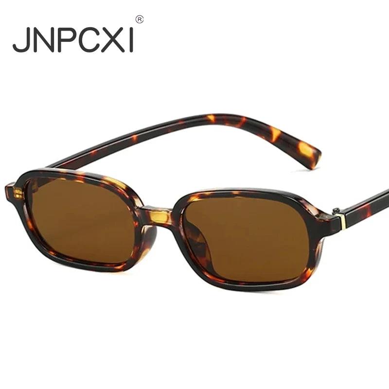JNPCXI New Vintage Small Rectangle Sunglasses Women Shades UV400 Fashion Men Sun Glasses Clear Lens Frame