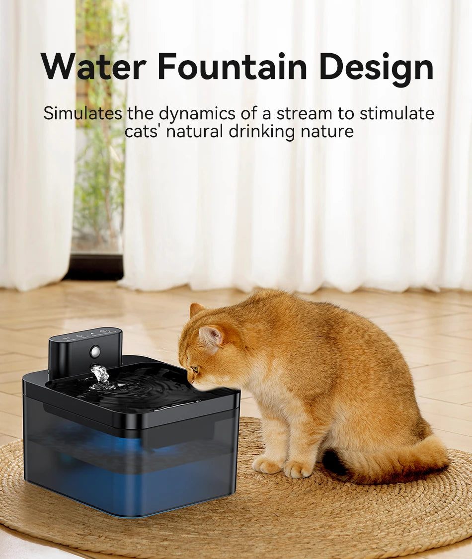 ROJECO Wireless Cat Water Fountain 2600mAh Pet Water Dispenser Infrared Sensor