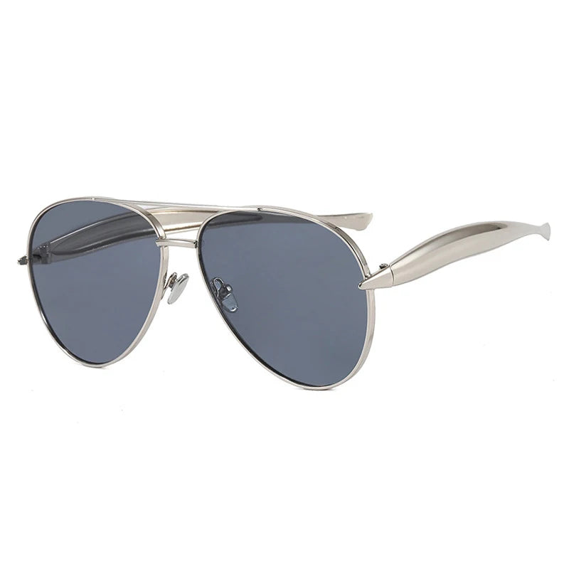 JNPCXI New Y2k Vintage Metal Pilot Sunglasses for Women Men Punk Popular Outdoor Driving Luxury Sun Glasses Shades UV400