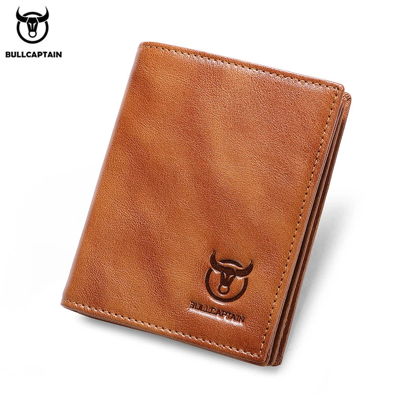 BULLCAPTAIN New 100% Leather Men's Wallet High Quality Product Leather Men's Wallet Multifunctional Card Slot Short Wallet QB017