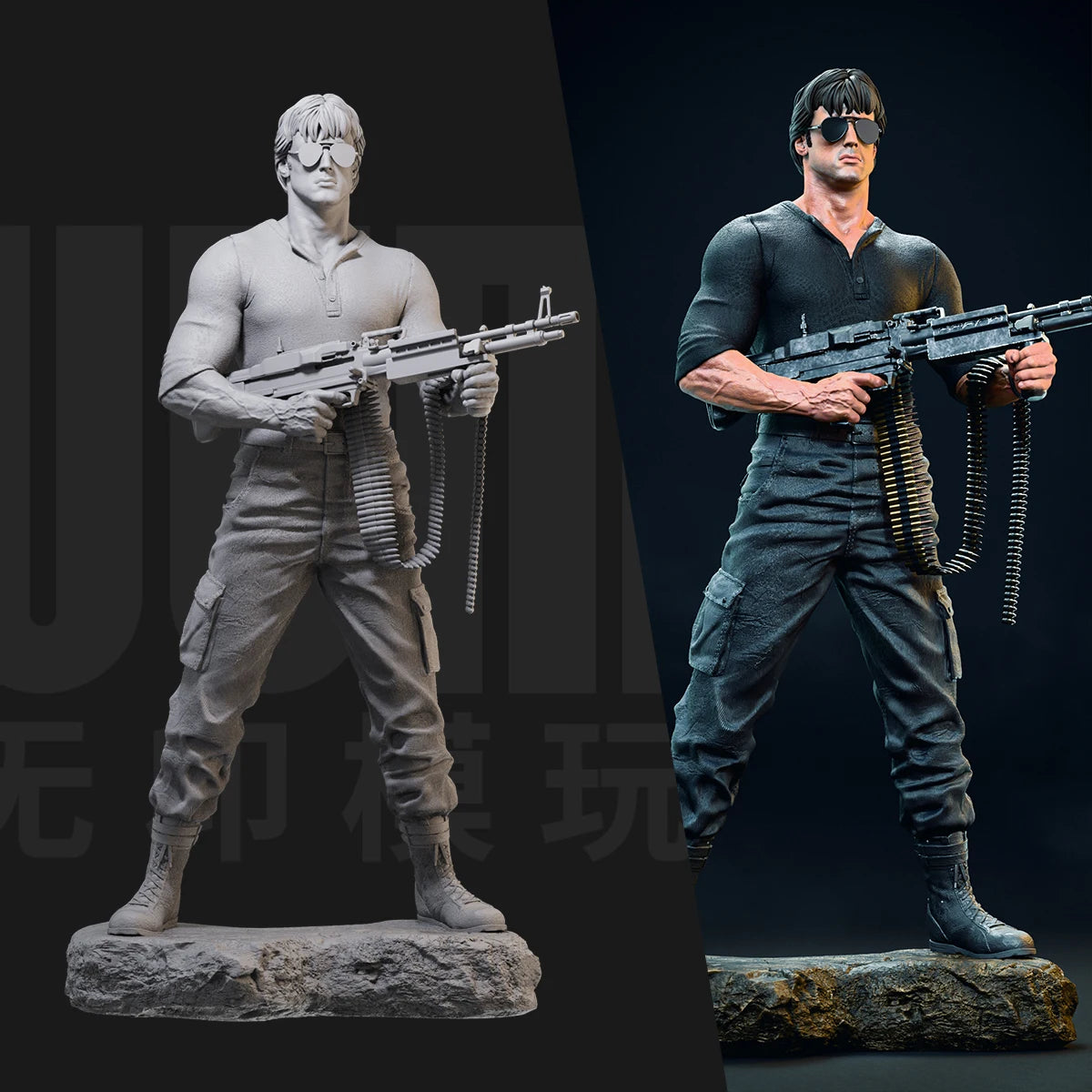 1/24 GK 4842 White Model Rambo Action figure 3D Printed Soldier Model