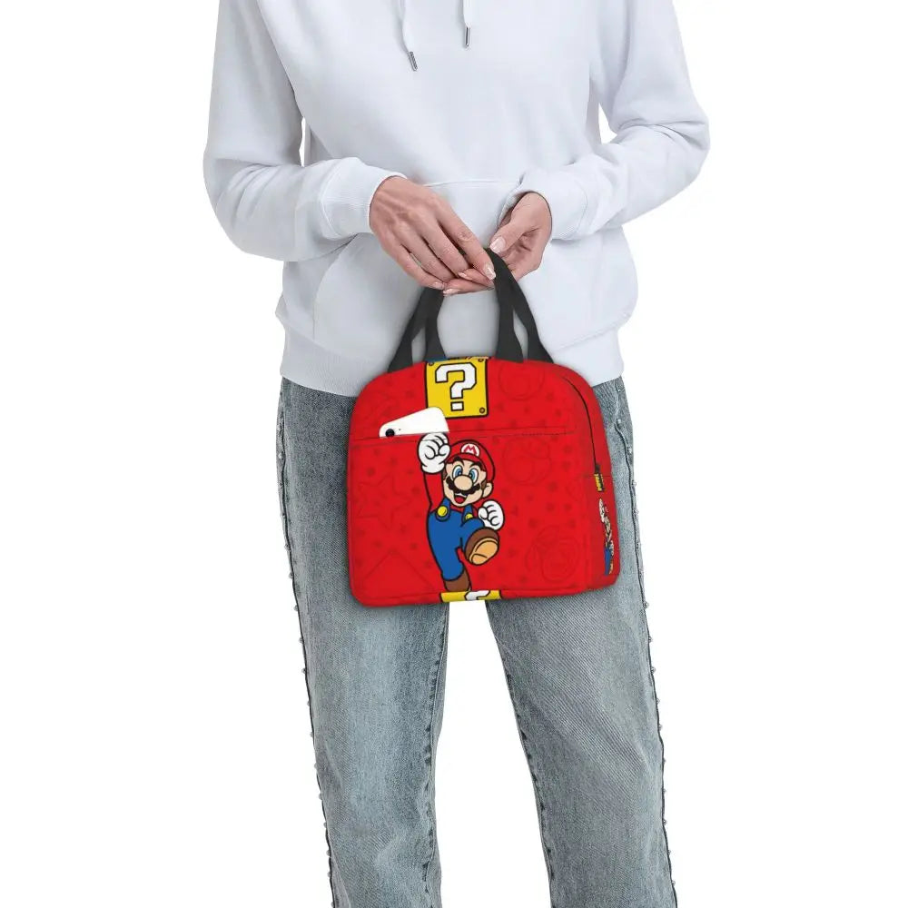Custom Mario Super Bros Insulated Lunch Bag Reusable Thermal Cooler Lunch Box M8