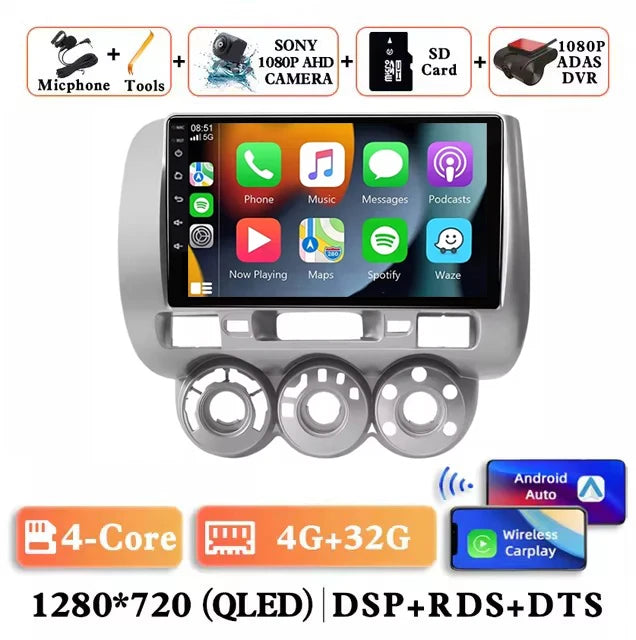 Android 15 Car Radio for Honda Fit Jazz 2002 - 2007 Car Radio Multimedia Navigation Android Auto Autoradio CarPlay DSP Stereo