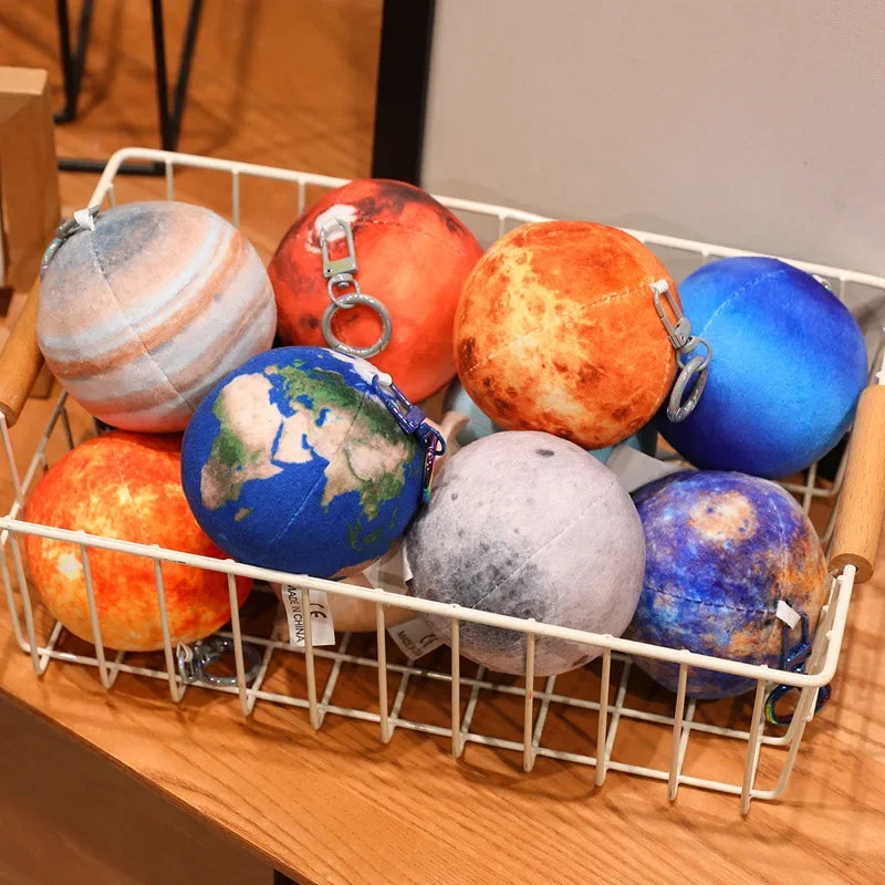 7.5cm Space Planet Plush Toy Simulation Earth Sun Moon Venus Mars Saturn Pendant Keychain Astronomy Enthusiasts' Collection