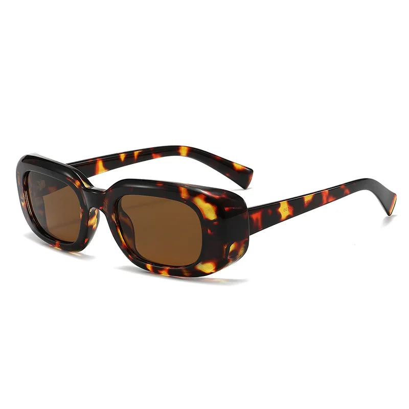 JNPCXI Fashion Square Sunglasses Women Shades UV400 Retro Leopard Tea Men Trending Sun Glasses