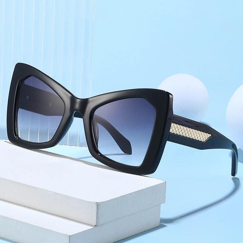 JNPCXI New Fashion Square Oversized Double Color Women Sunglasses Retro Gradient Lens Shades UV400 Men Trending Sun Glasses