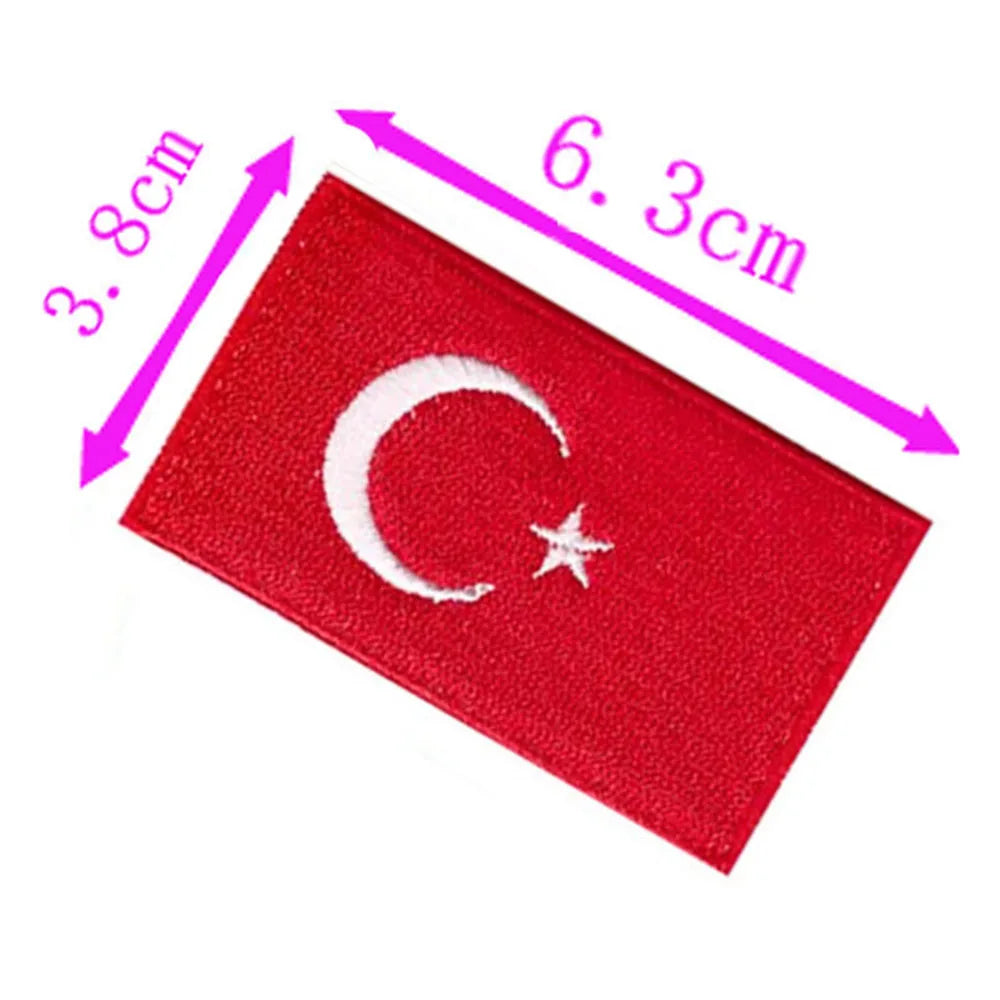 1pc Turkey Country Flag Embroidery Patch 6.3cm Wide High Quality Iron On Sew On Backing/Hand Craft/Applique/Hot Cut