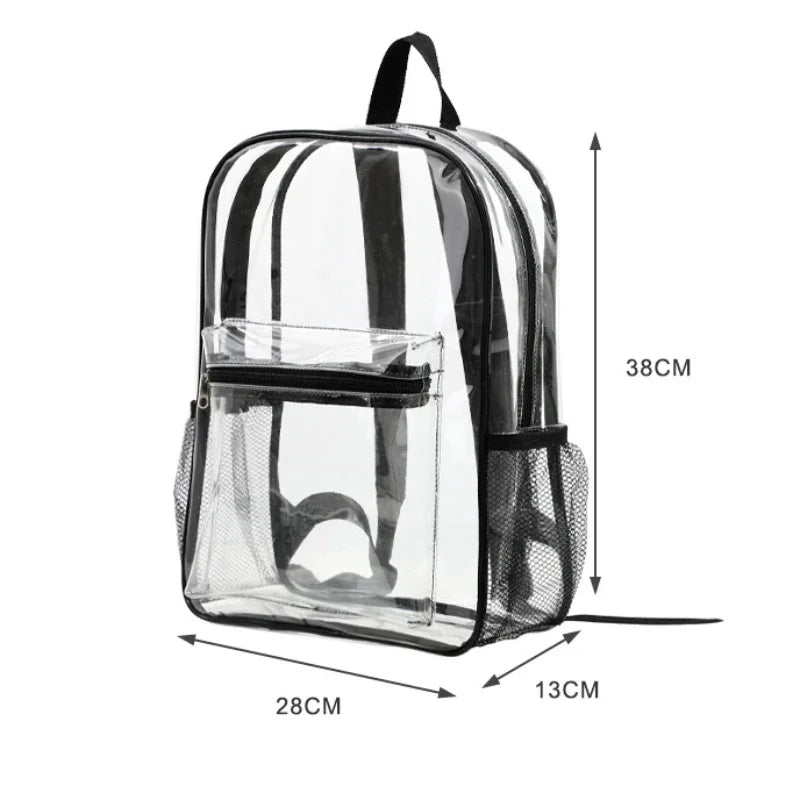 Large Capacity Transparent Backpack Casual Zipper Waterproof Clear Backpack School Bag Visible PVC Backpack Travel Bag for Women
