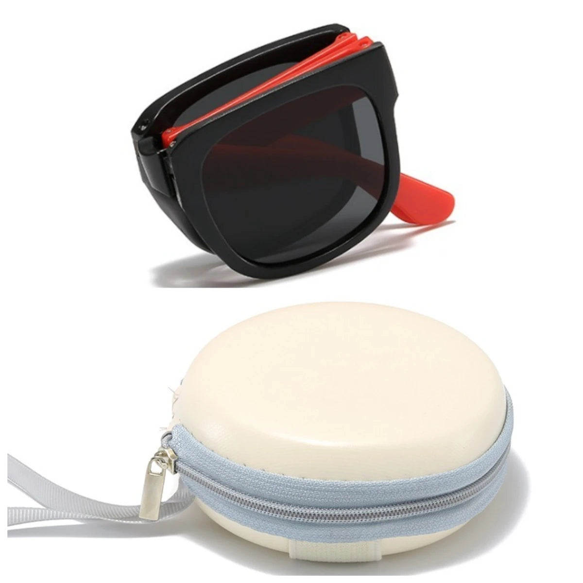 2PCS Candy Color  Sunglasses for Kids Folding Large Frame Sunglasses Children's Folding Glasses with Case