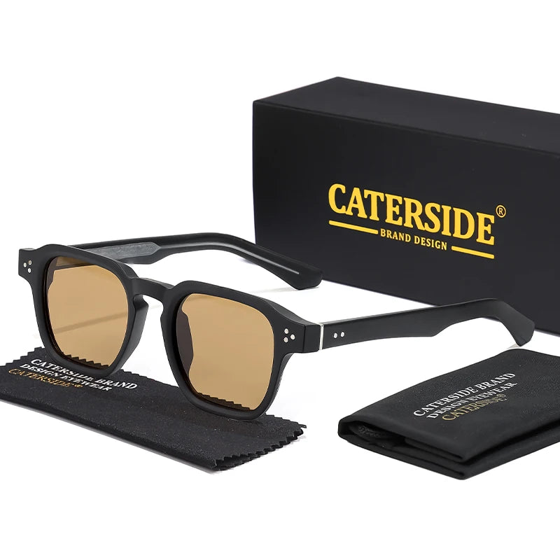 CATERSIDE Fashion Square Men Sunglasses Women Core Insert Temple Luxury Brand Sun Glasses Travel Beach Party Festiva Gifts