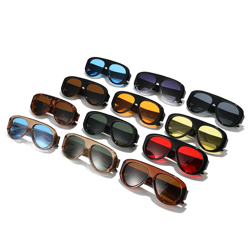 JNPCXI New Retro Large Sunglasses for Women Fashion Wide Legs Sun Glasses Gradient Color Glasses Goggles