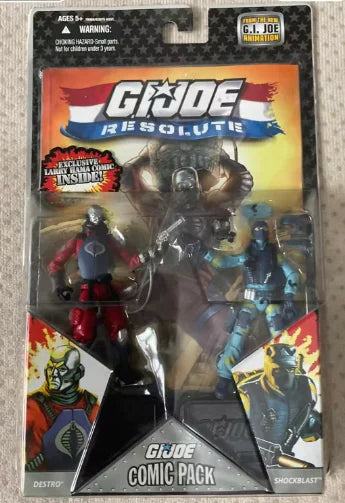 Original Hasbro G.I. Joe RESOLUTE COMIC PACK DESTRO & SHOCKBLAST Anime Figure Toy Collection Model