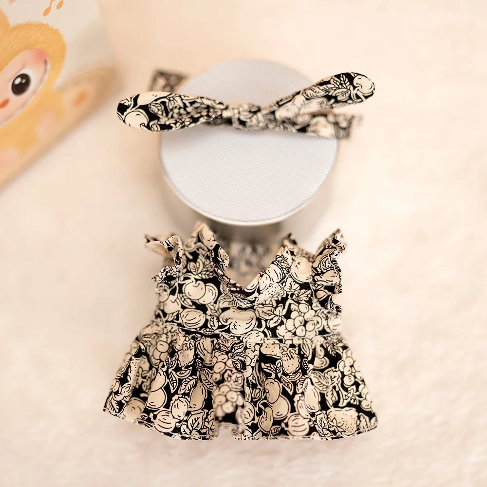 17 Cm Labubu Plush Toy Doll T-shirt with Denim Overalls Labubu Plush Toy Doll Pendant Clothes High quality