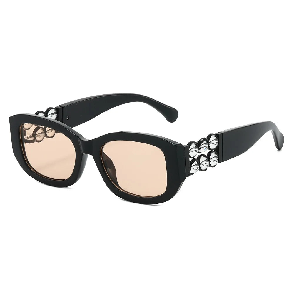 JNPCXI Retro Design Women's Sunglasses Ins Style Beads Fashion Sunglasses Simple Light Luxury Couple Sunglasses UV400