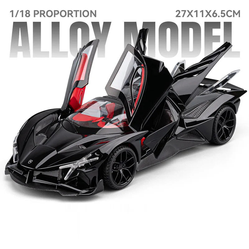 1:18 Hellcat Apollo EVO Alloy Car Models Diecast Toys Doors Opened Sound Light Pull Back Shock Absorption Sportscar for Boy Gift