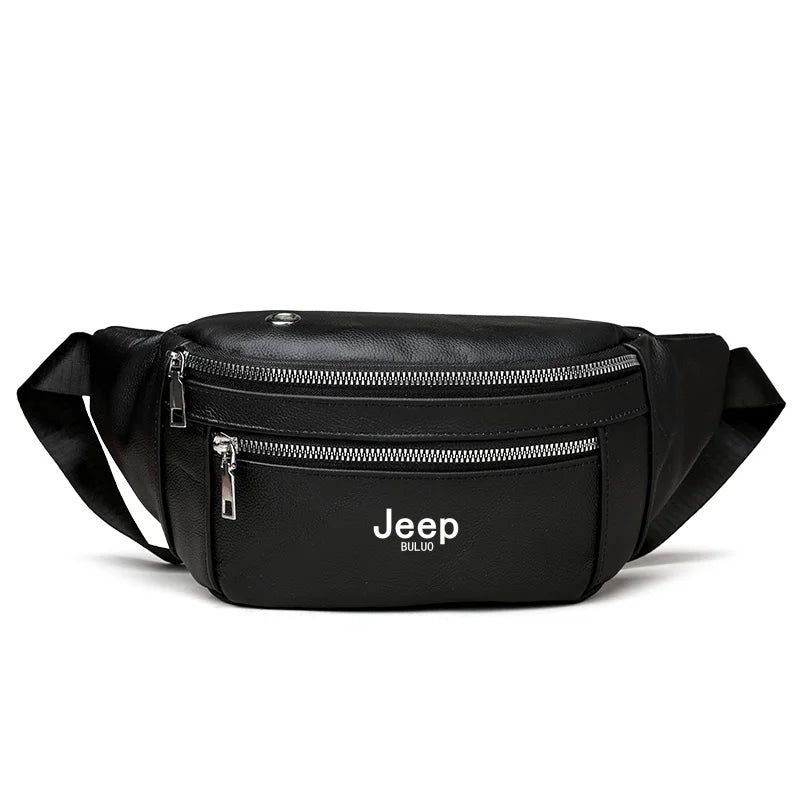 JEEP BULUO Brand Men's Chest Bag Genuine Leather Casual Shoulder Crossbody Bags