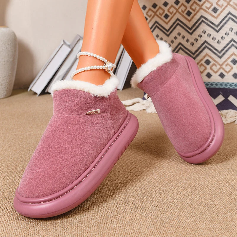 Thicken Plush Winter Snow Boots Women 2025 Slip On Warm Platform Cotton Padded Shoes Woman Comfort Soft Sole Fluffy Ankle Boots