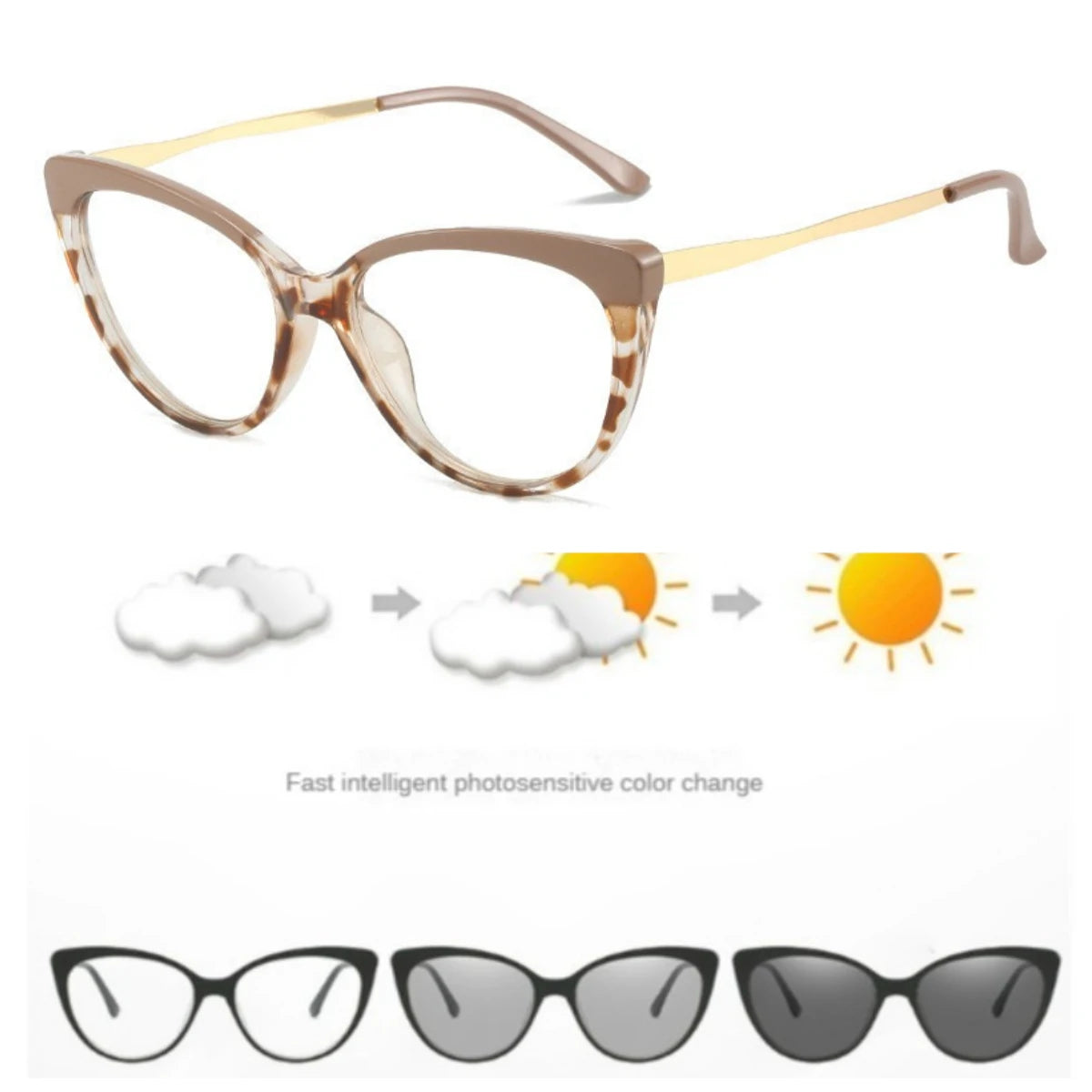 Women Photochromic Optical Glasses Men Anti Blue Light Cat Eye Eye Glasses Unisex Anti Radiation  Eyewear