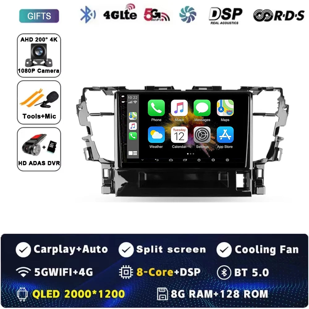 For Toyota Alphard H30 2015 - 2020 Android 15 Car Radio GPS Navigation QLED Carplay Auto Multimedia Stereo Player BT