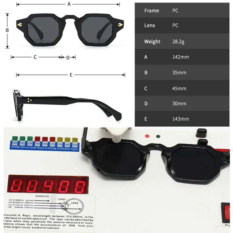 JNPCXI New Arrival Retro Polygon Square Women Rivets Sunglasses Gradient Shades UV400 Men Brand Designer Punk Sun Glasses