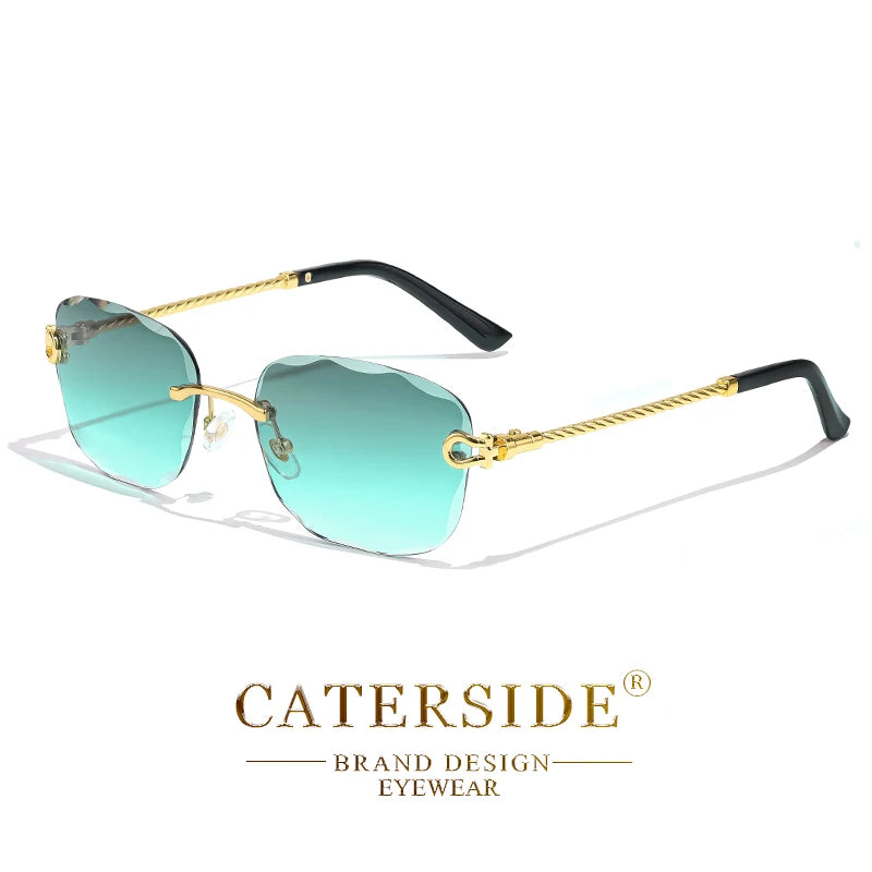 CATERSIDE Retro Sunglasses Men Brand Designer Rimless Gradient Lens Women Sun Glasses Shades Ladies Fashion Party Eyeglasses