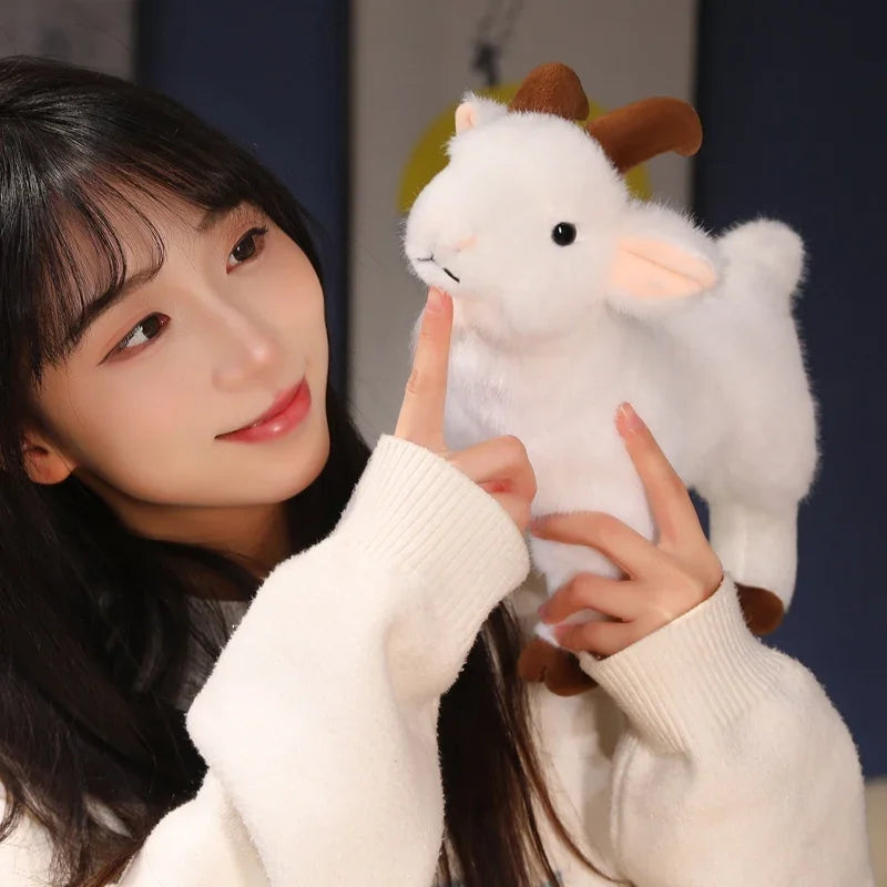 New Goat Plush Toys White Black Sheep Doll Simulation Goat Plushie Toys Stuffed Animals Sheep Doll Home Decor Kids Toys ﻿