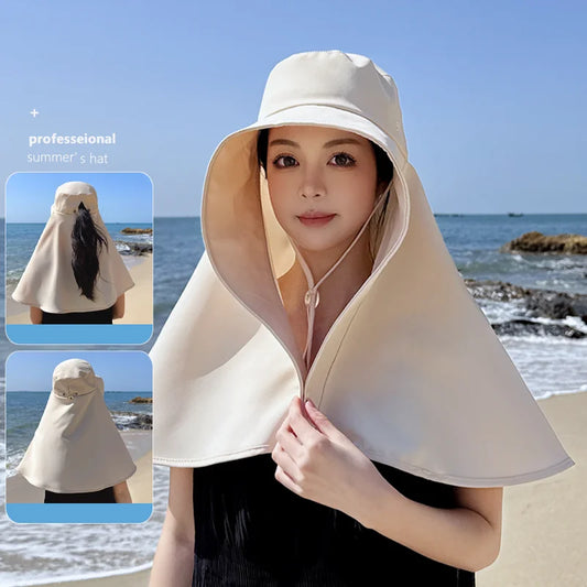 8517New shawl neck protective sunshade hat children summer outdoor riding face sunscreen fisherman hat