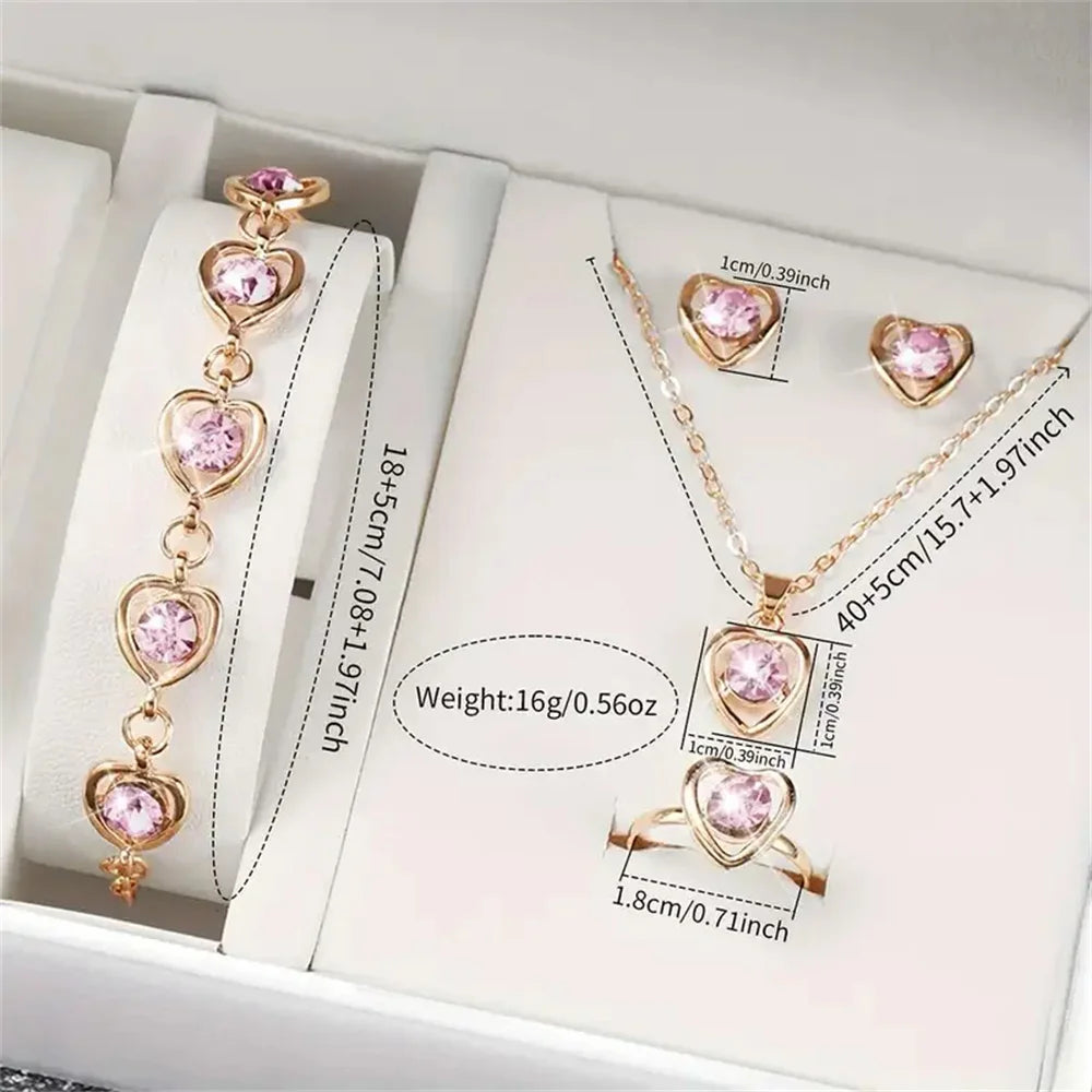 6PCS/Set Women's Quartz Watch Leather Band Analog Wrist Watches Jewelry w/o Box