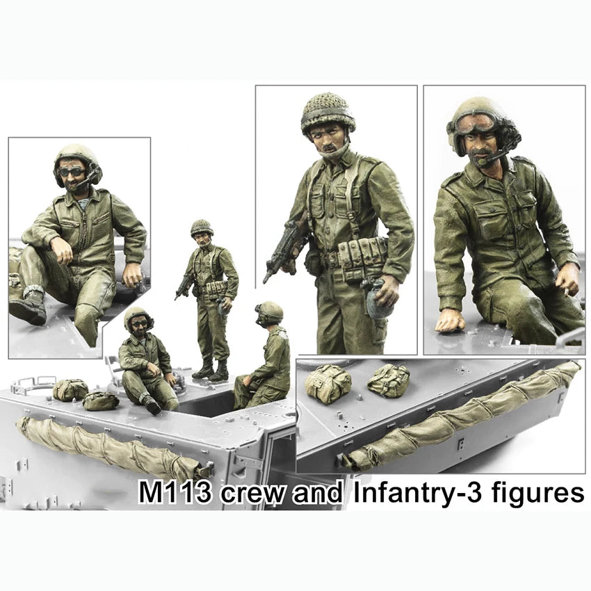 1/35 Resin Model Character Kit Gk, Tank Crew of 3 People and Package, Unpainted Assembly Kit