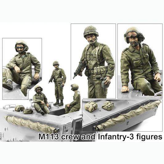 1/35 Resin Model Character Kit Gk, Tank Crew of 3 People and Package, Unpainted Assembly Kit