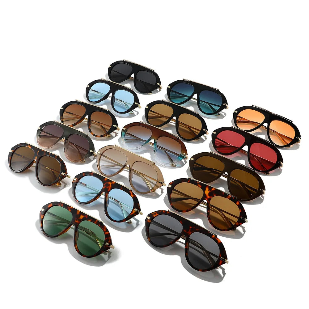 JNPCXI Ins Popular Fashion Oversized Leopard Green Pilot Sunglasses Women Shades UV400 Retro Gradient Men Sun Glasses