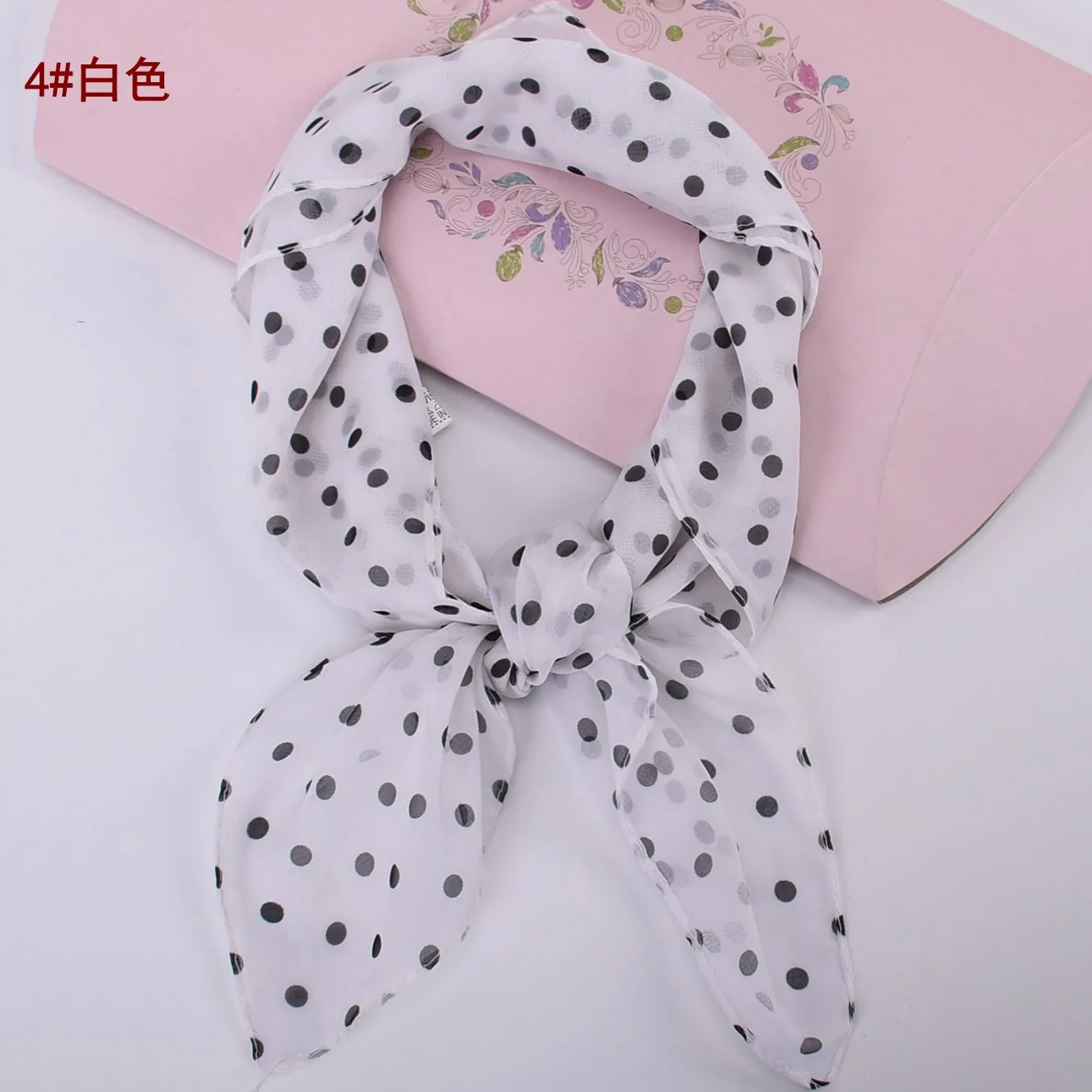 Spring/Summer Season 65 * 65 Elegant Retro Dot Small Square Scarf Lightweight and Soft Chiffon Scarf Soft and Breathable
