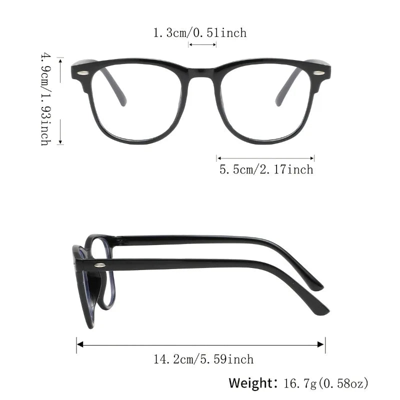 2pcs Women's Plastic Retro Round Rice Nail Style Fashionable Plain Reading Glasses Office Glasses Fashionable Design Simple