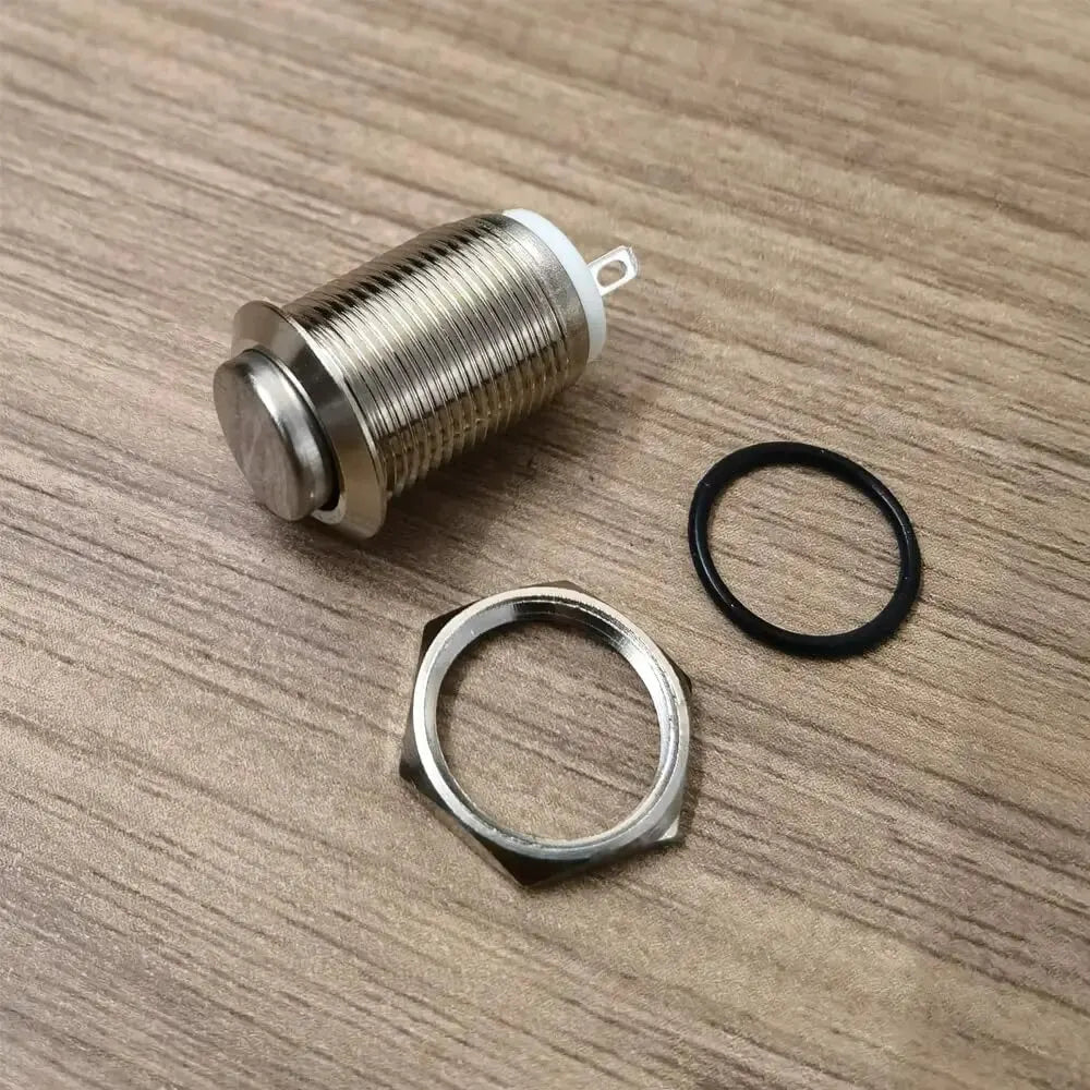 6/12pcs 12mm Momentary Push Button Switch 12V Waterproof Power Pushbutton Small Round Chrome Stainless Metal 2pin N/O