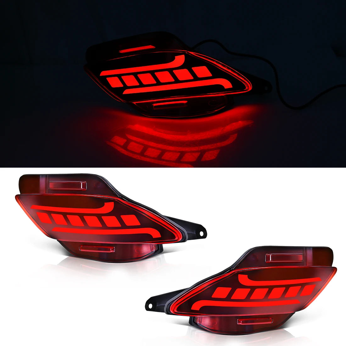 For Lexus RX350 RX270 RX450h 2009 2010 2011 2012 2013 2014 2015 Rear Bumper Reflector Lights with Dynamic Turn Signal Brake 12V