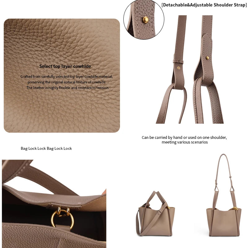2026 New Style Women Soft Genuine Leather Bucket Bag & Soft Leather Basket Bag Elegant Handbag for Mother as a Mother's Day Gift