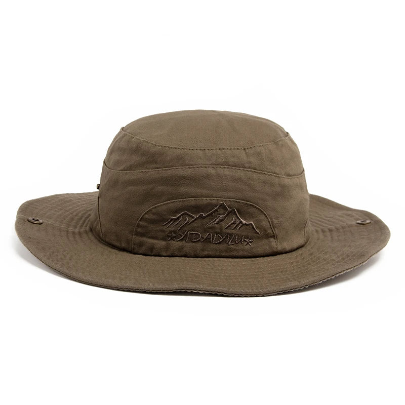 CNTANG Summer Outdoor Bucket Hat Men Cotton Jungle Fishing Hat  Hiking Travel Panama Cap Beach Sun Protector Caps For Men's