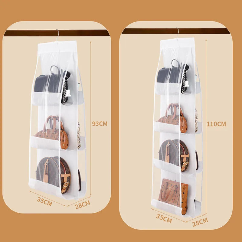 1pc Space-Saving Multi-Layer Hanging Bag Organizer - Durable Non-Woven Material, for Handbags, Wallets & Accessories