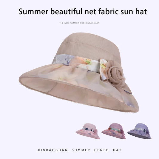 6185-New summer women's outdoor fashionable stylish mom's sun protectionhatwithmeshfabric,breathablelargebrim, fishermanstylehat